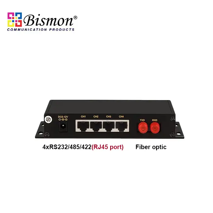 Industrial-Fiber-Media-Converter-4-Port-RS232-485-422-RJ45-to-Fiber-Converter-Multi-mode-2km